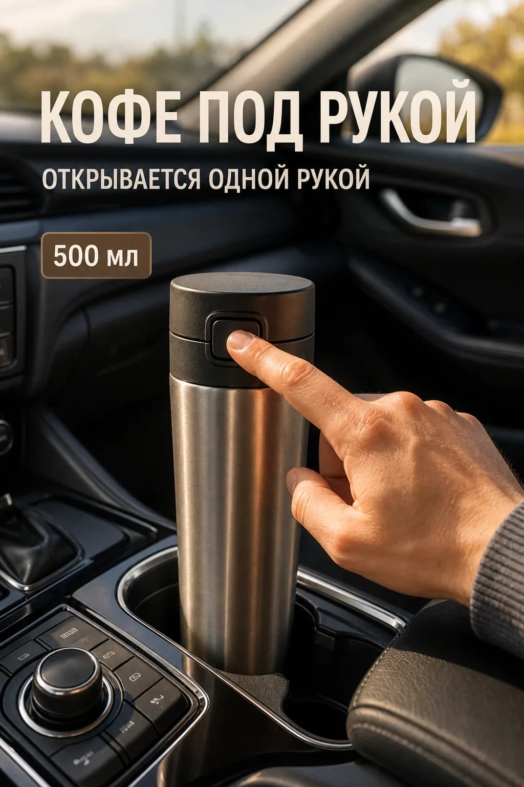 Тот же дорожный термос в автомобиле